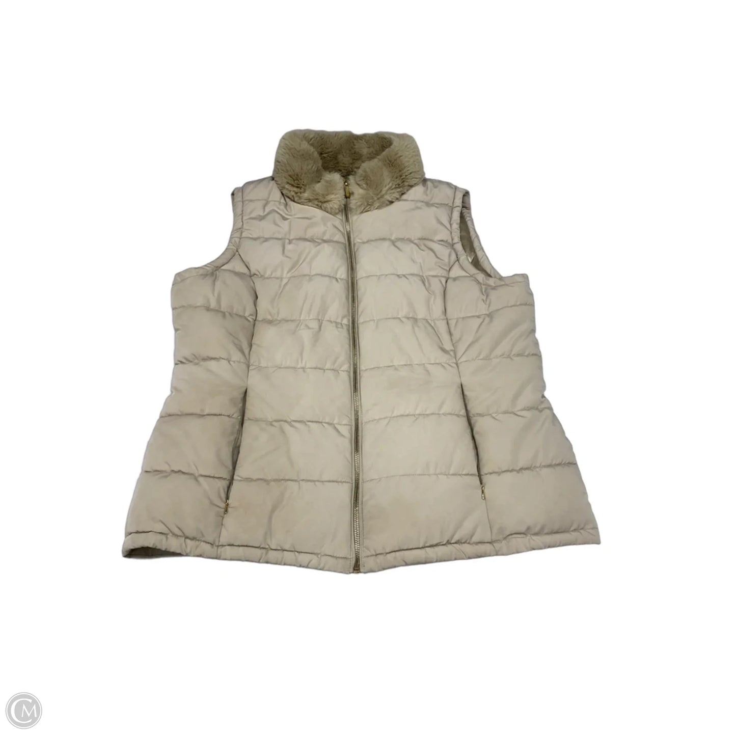 Vest Puffer & Quilted By Calvin Klein In Beige, Size: Xl