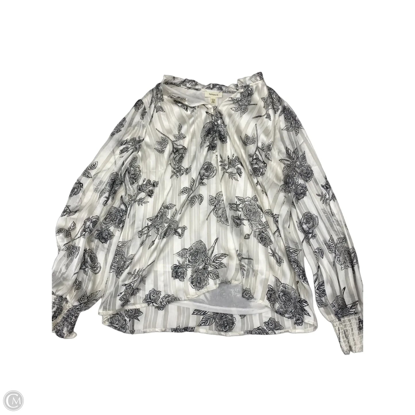 Top Long Sleeve By Tamara H In Black & Cream, Size: Xl