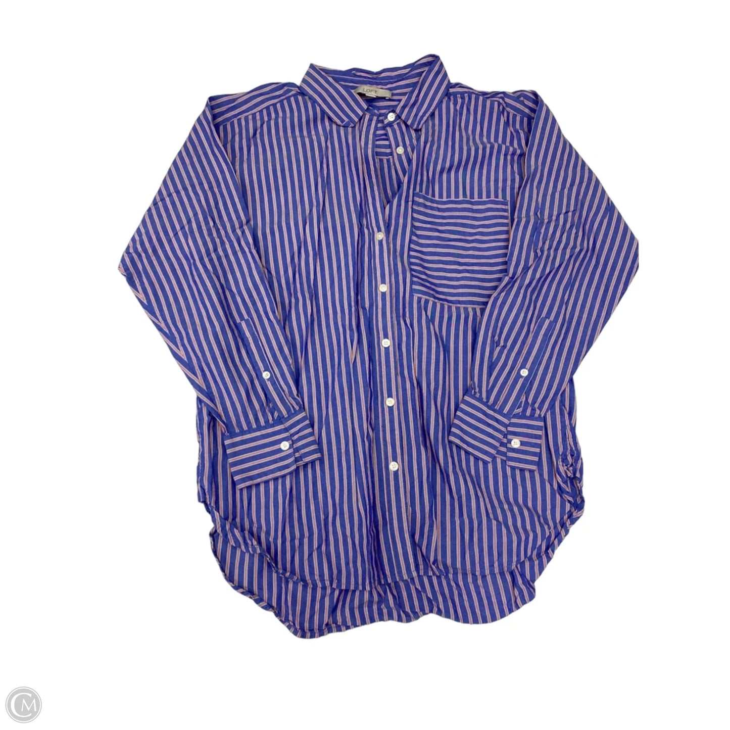 Top Long Sleeve By Loft In Striped Pattern, Size: M