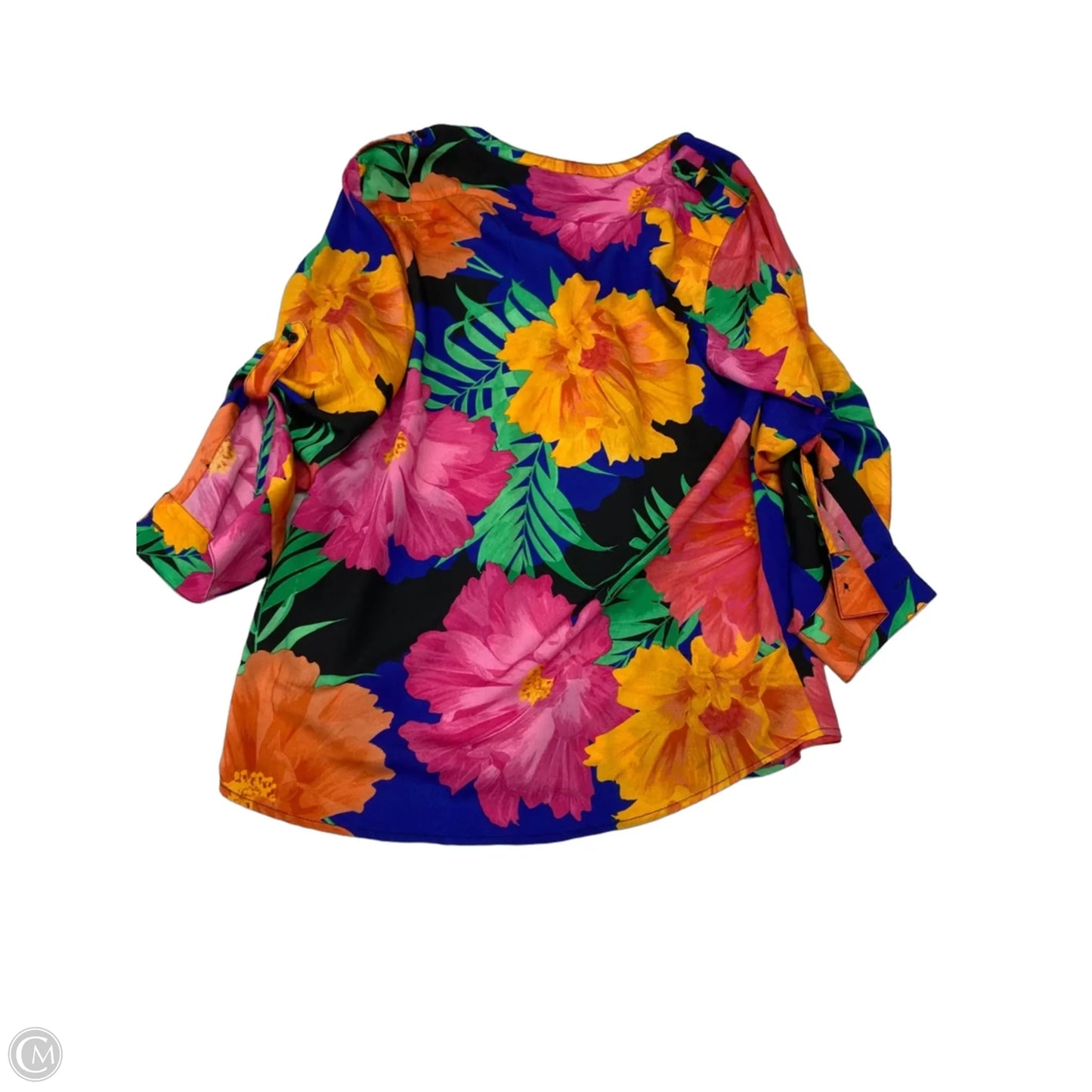 Blouse Long Sleeve By Calvin Klein In Floral Print, Size: L