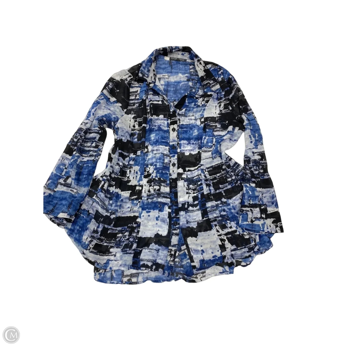 Blouse Long Sleeve By Clothes Mentor In Blue, Size: L