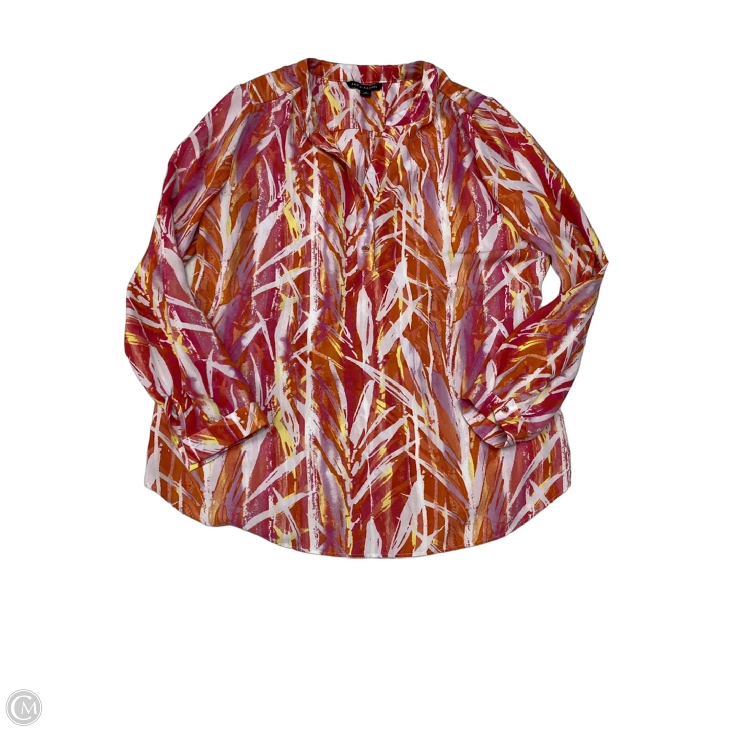 Blouse Long Sleeve By Zac And Rachel In Orange & Pink, Size: M