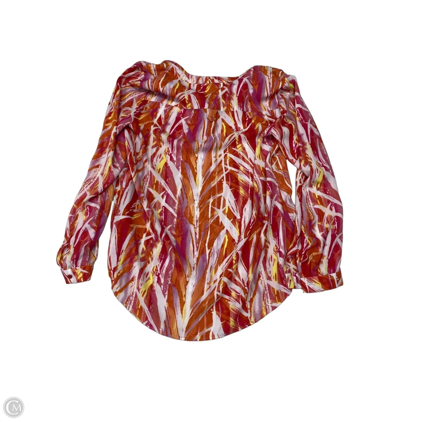 Blouse Long Sleeve By Zac And Rachel In Orange & Pink, Size: M