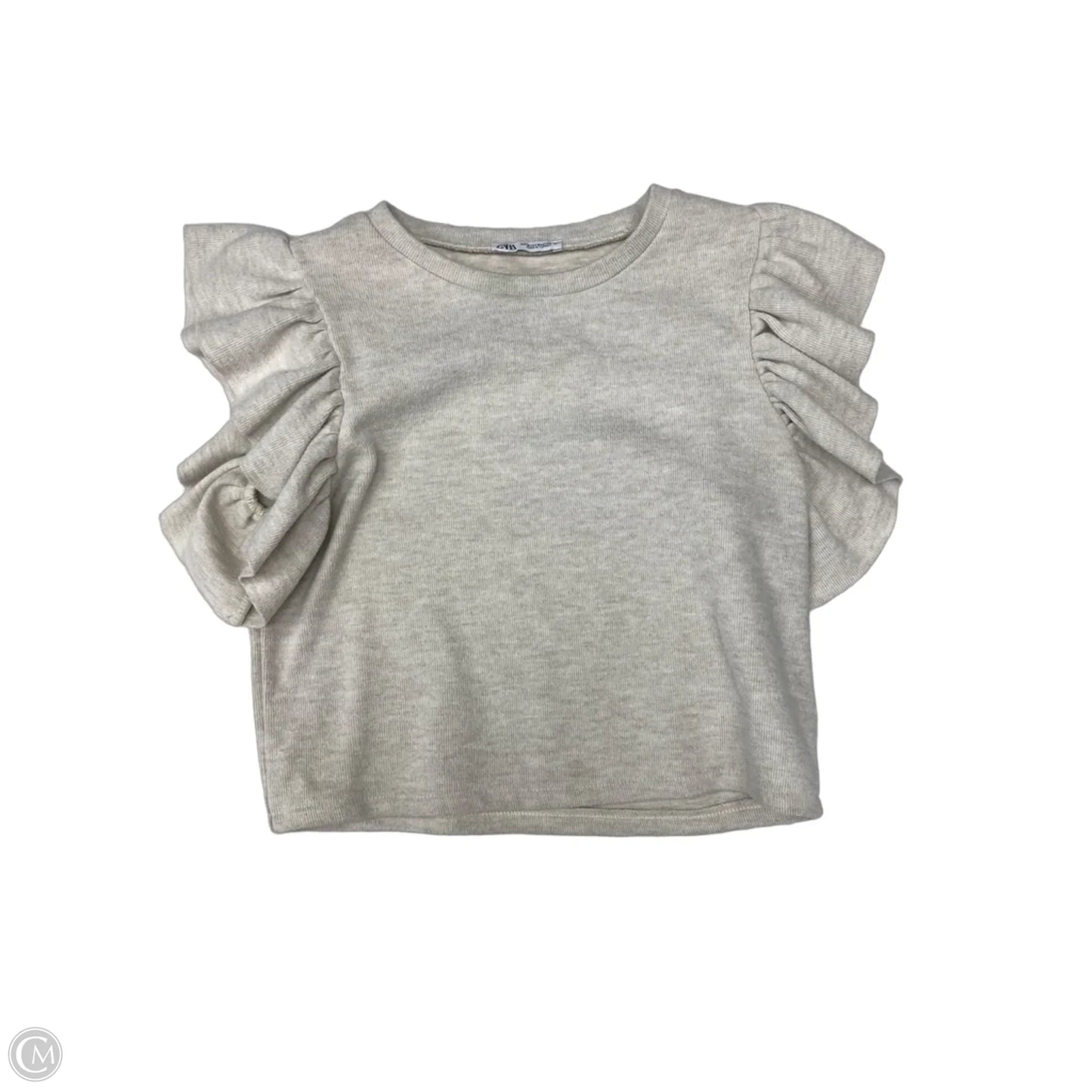 Top Short Sleeve By Zara In Beige, Size: M