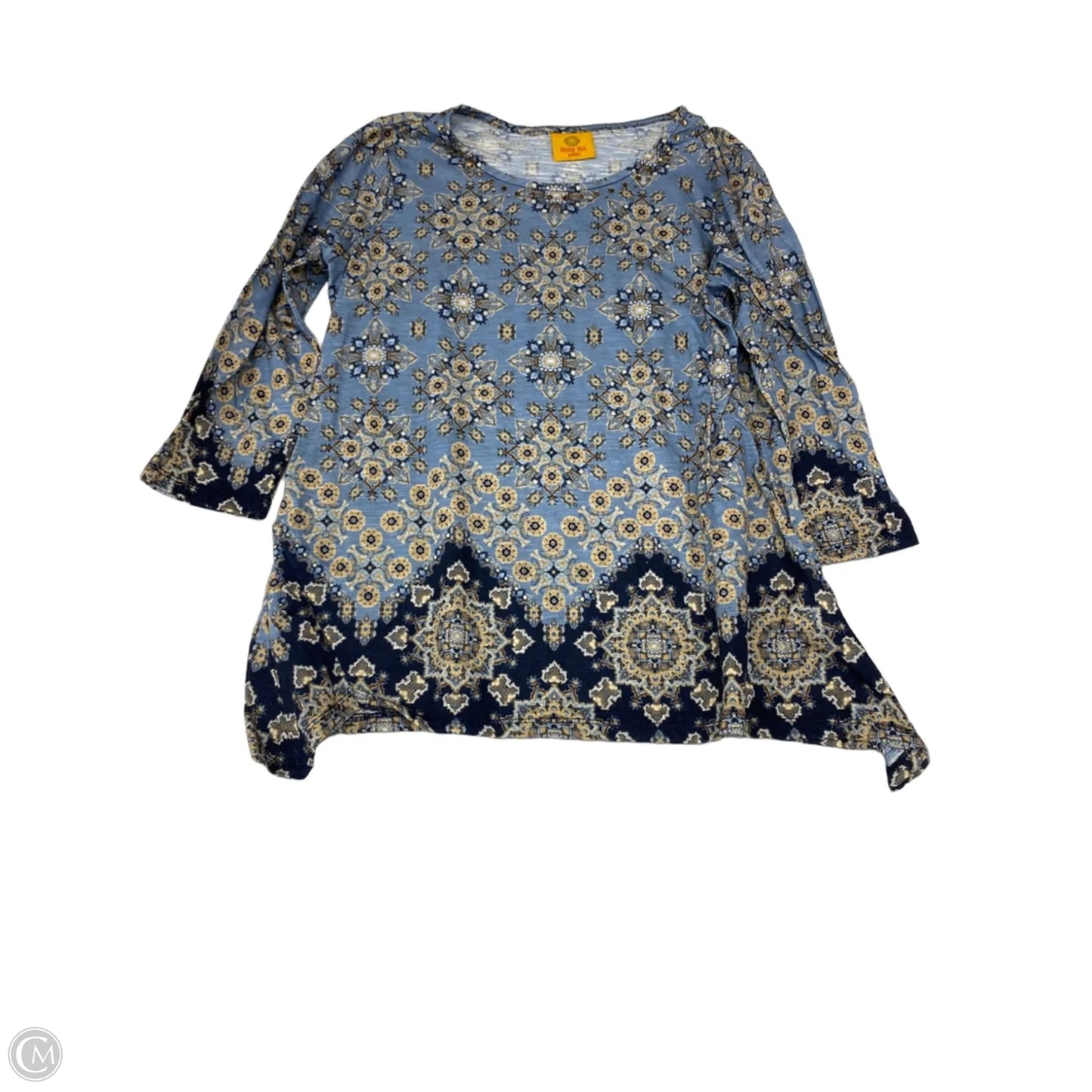 Top 3/4 Sleeve By Ruby Rd In Blue & Tan, Size: Sp
