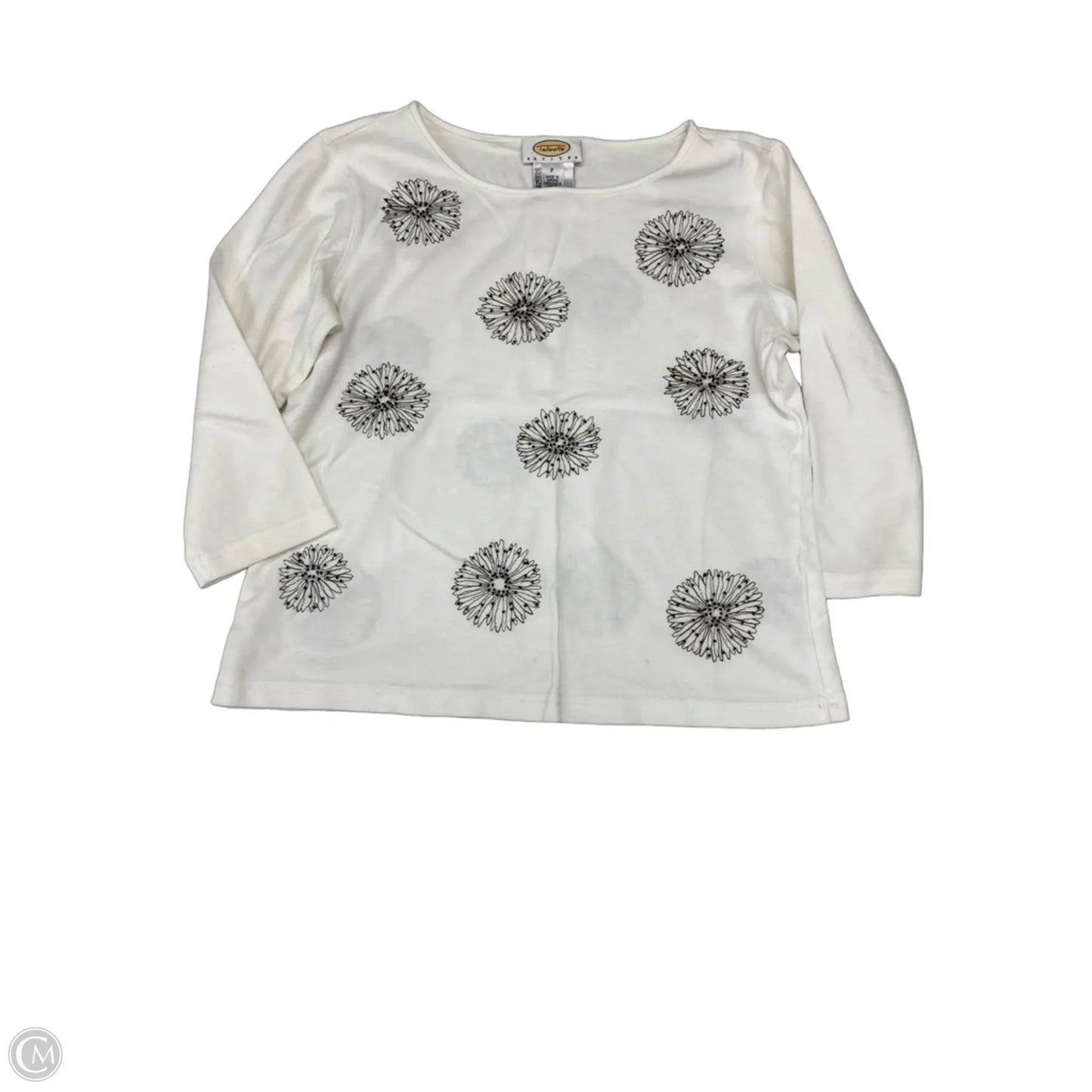 Top 3/4 Sleeve By Talbots In Black & Cream, Size: Sp