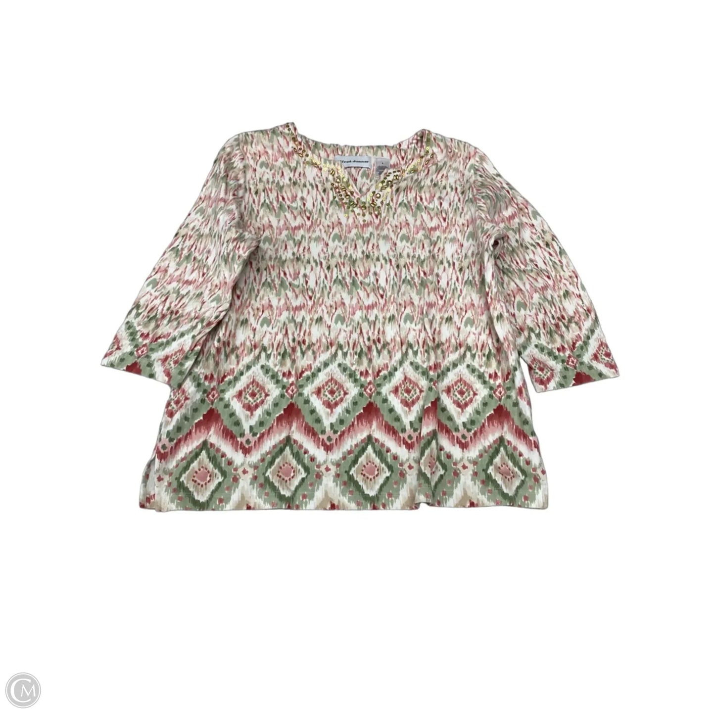 Top 3/4 Sleeve By Alfred Dunner In Green & Pink, Size: S