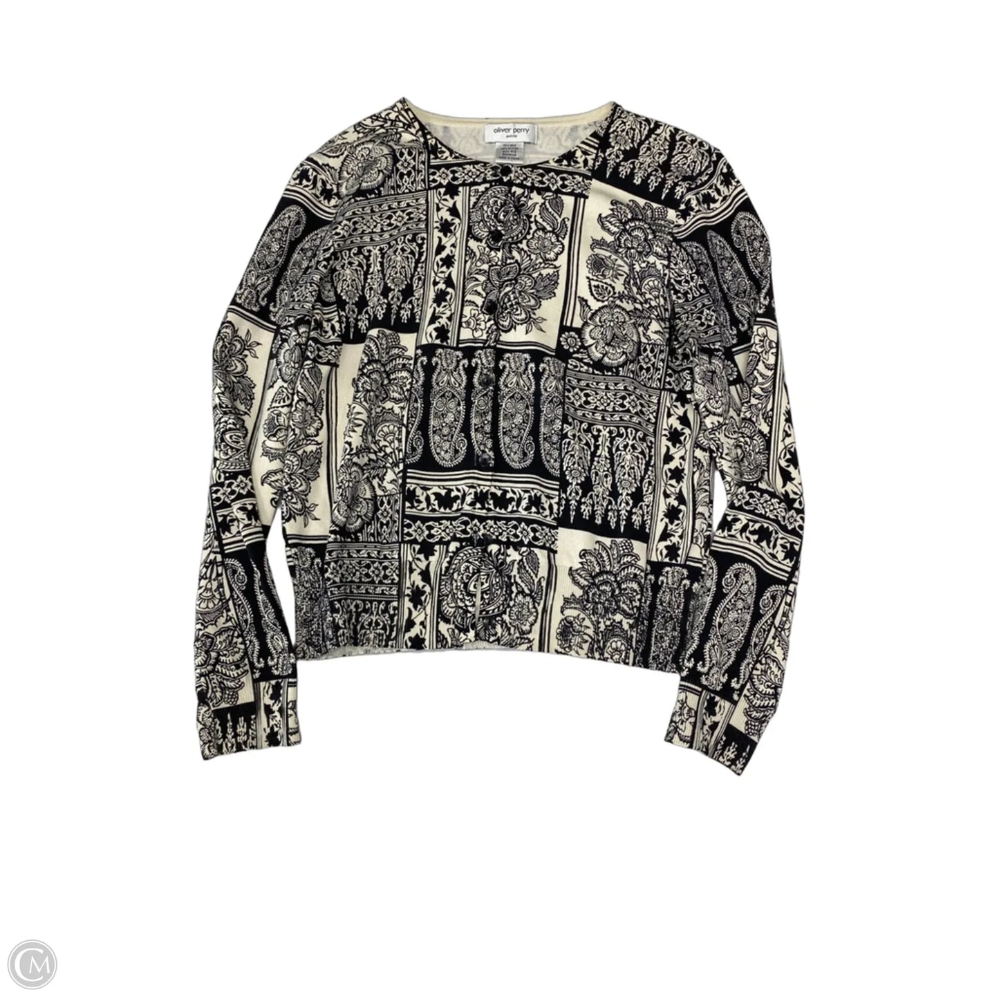Cardigan By Oliver Perry In Black & Cream, Size: Sp