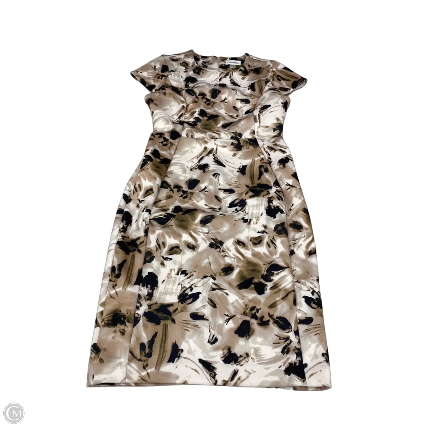 Dress Casual Midi By Calvin Klein In Taupe, Size: 6