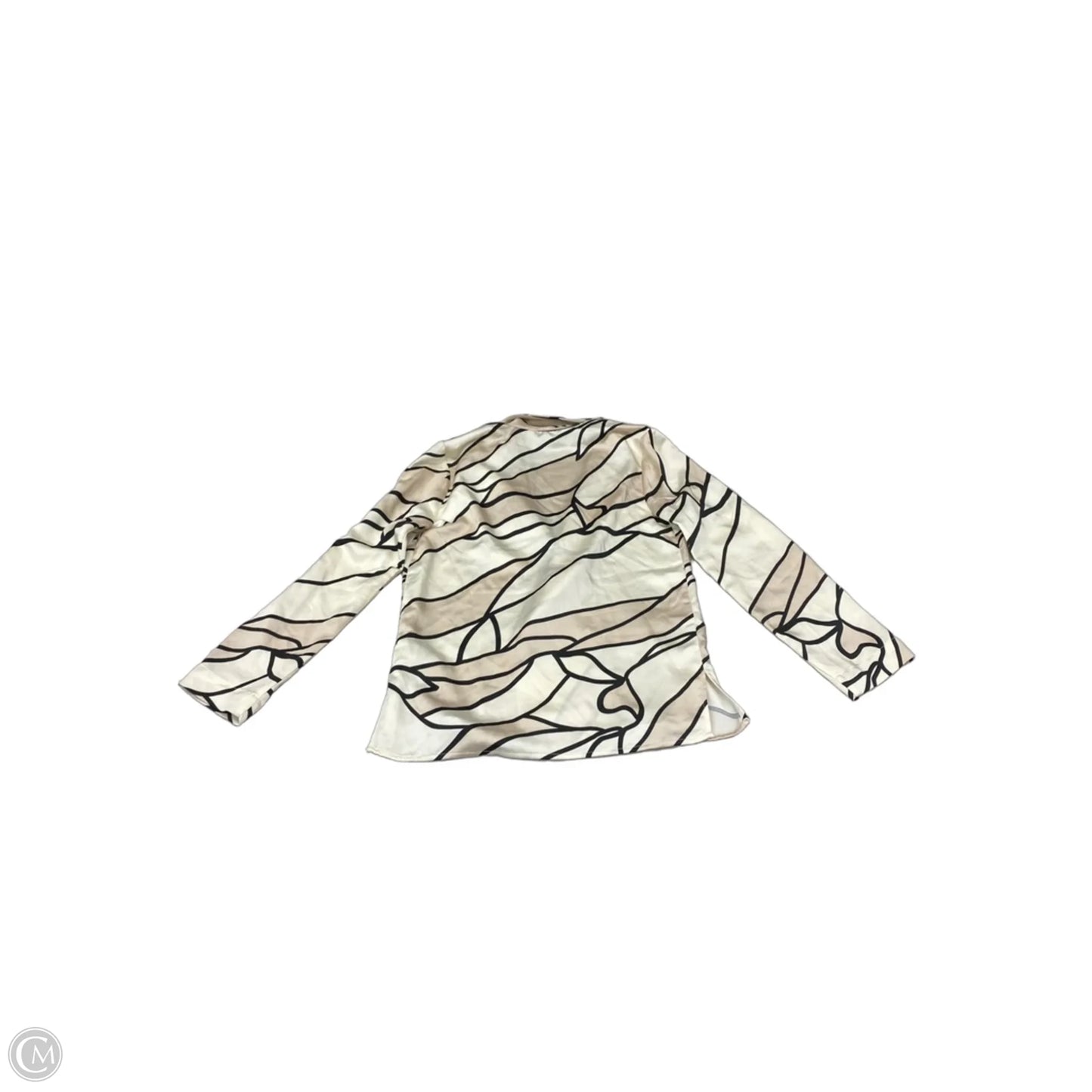 Blouse Long Sleeve By Como Vintage In Black & Cream, Size: Xs