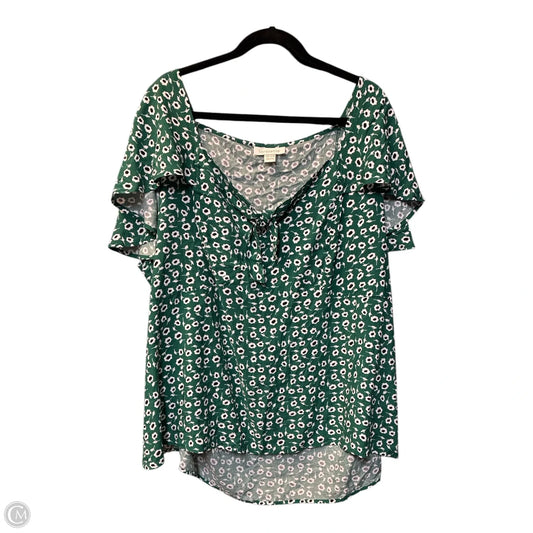 Blouse Short Sleeve By Cmf In Green, Size: 3x