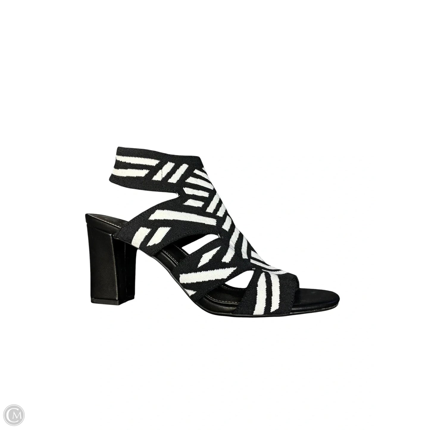 Sandals Heels Block By Impo In Black & White, Size: 9.5