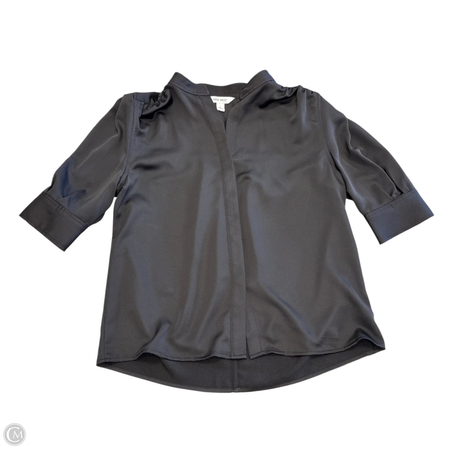 Blouse Short Sleeve By Nine West In Black, Size: S