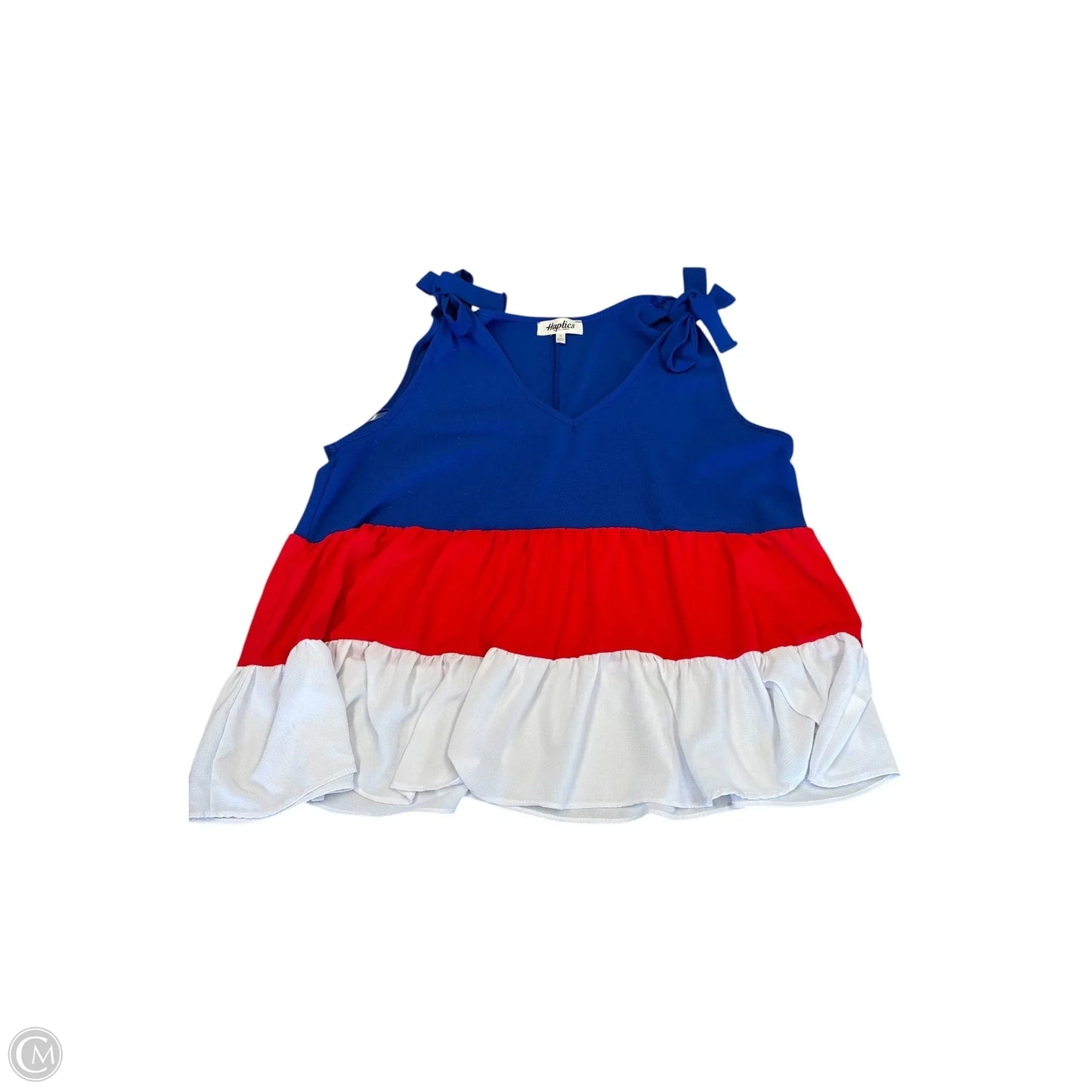 Blouse Sleeveless By Haptics In Blue Red & White, Size: 1x