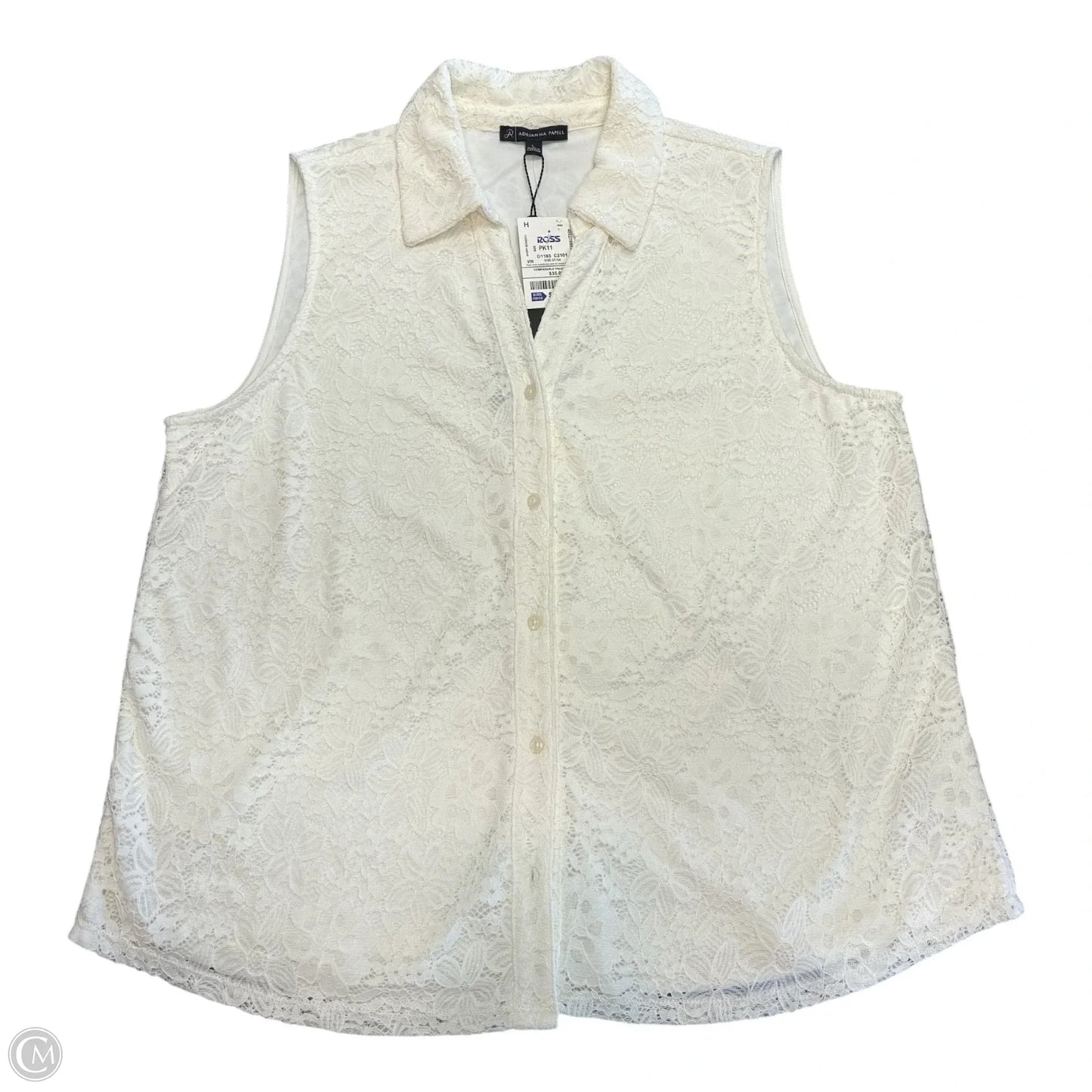 Blouse Sleeveless By Adrianna Papell In Cream, Size: L