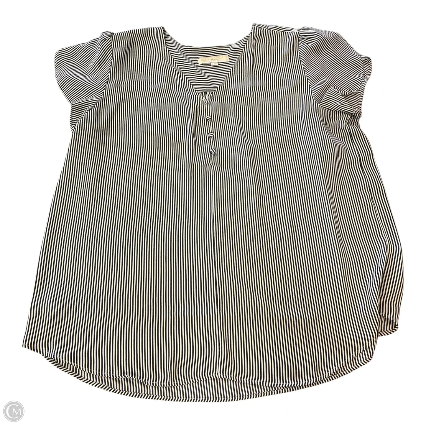 Blouse Short Sleeve By Loft In Striped Pattern, Size: Xl
