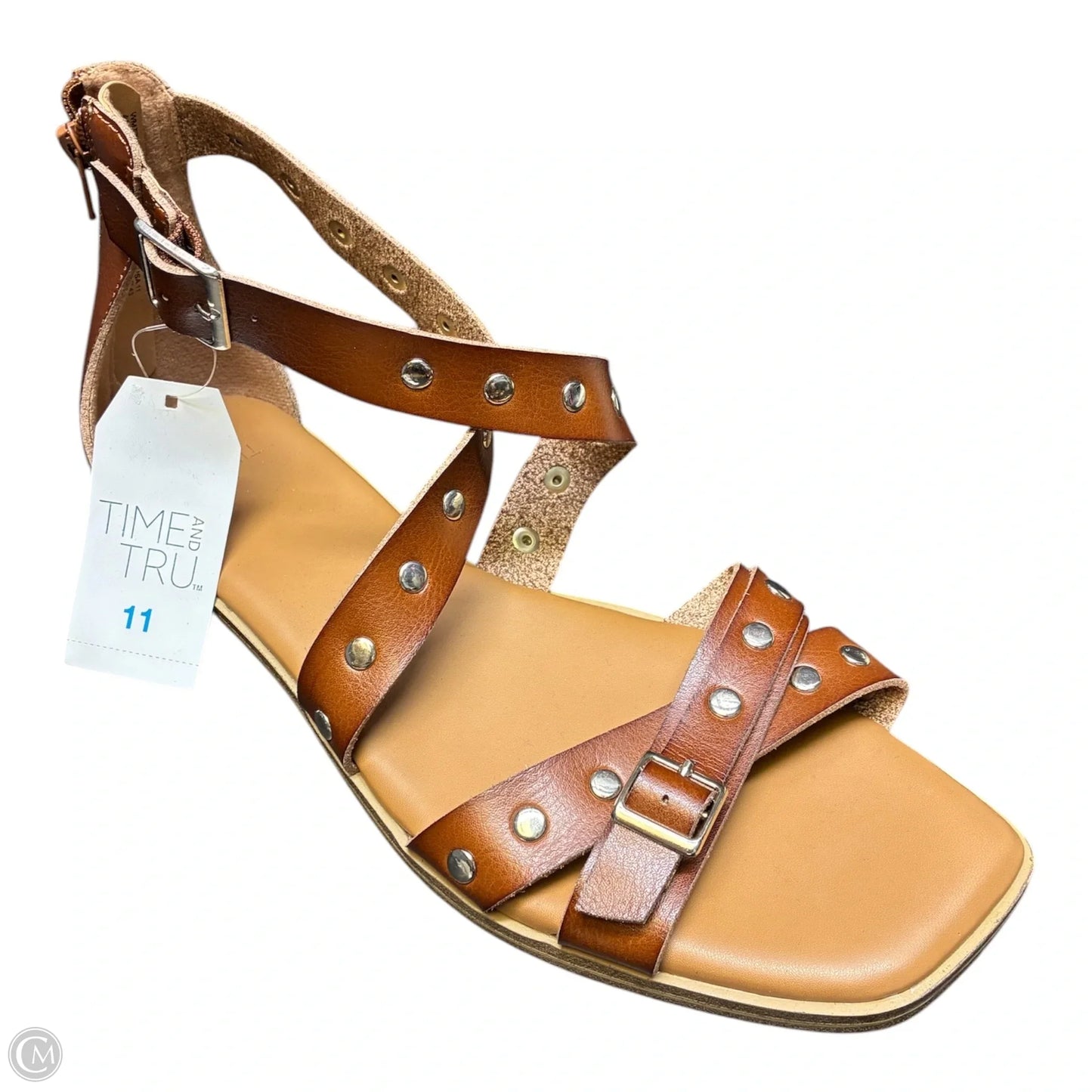 Sandals Flats By Time And Tru In Brown, Size: 11