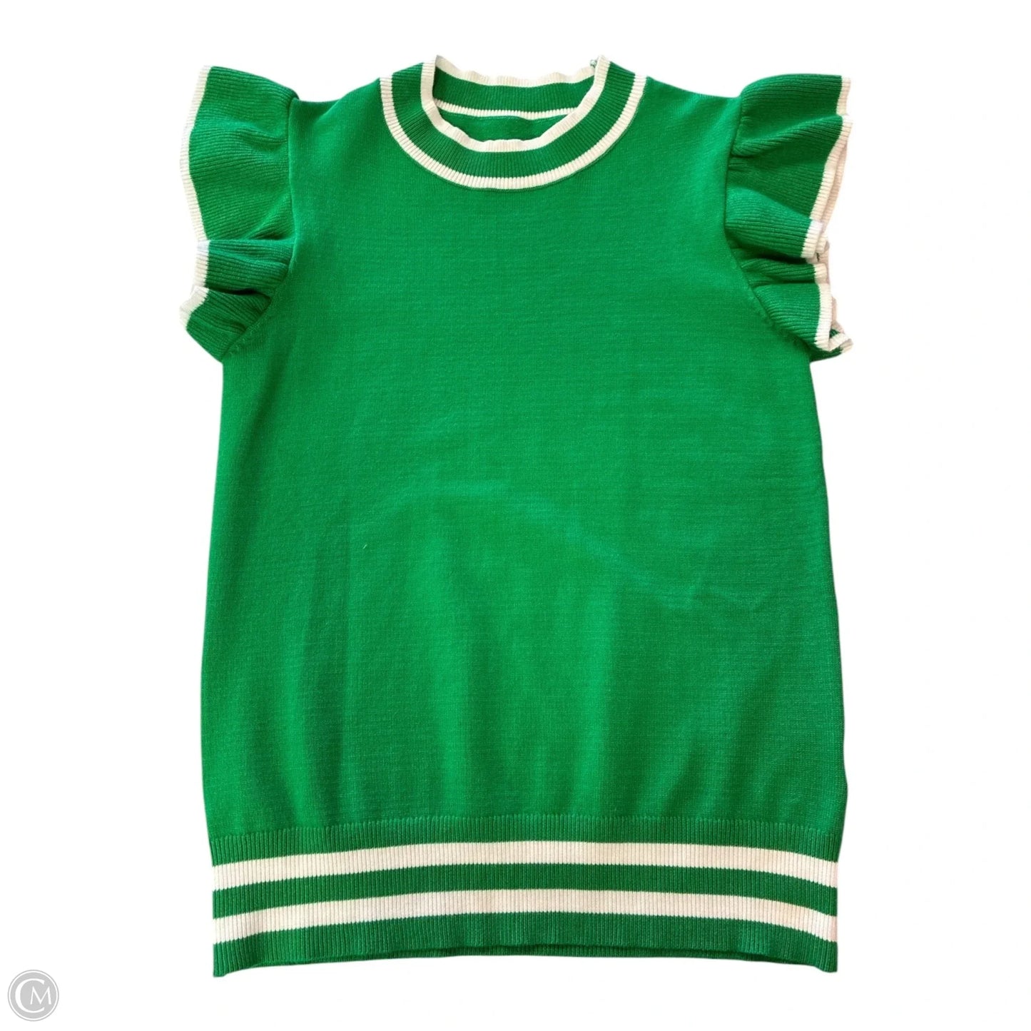 Top Short Sleeve By Cmf In Green & White, Size: S