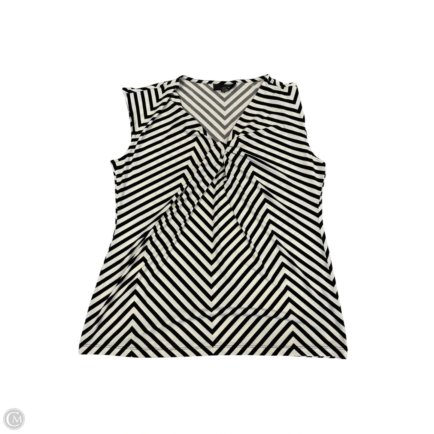 Blouse Sleeveless By Alfani In Black & White, Size: L
