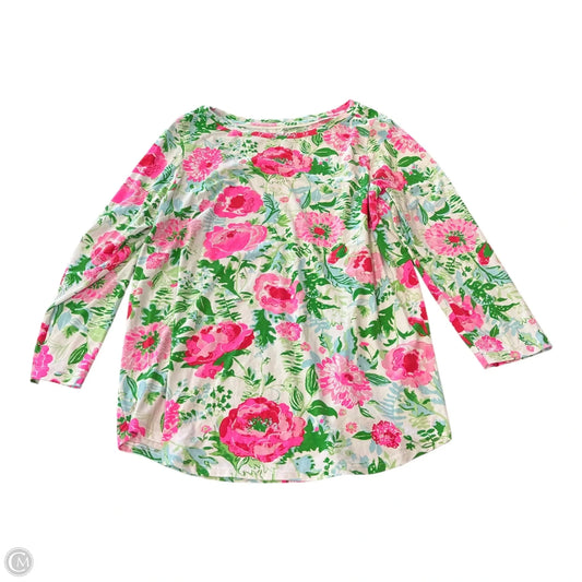 Top 3/4 Sleeve Designer By Lilly Pulitzer In Floral Print, Size: L