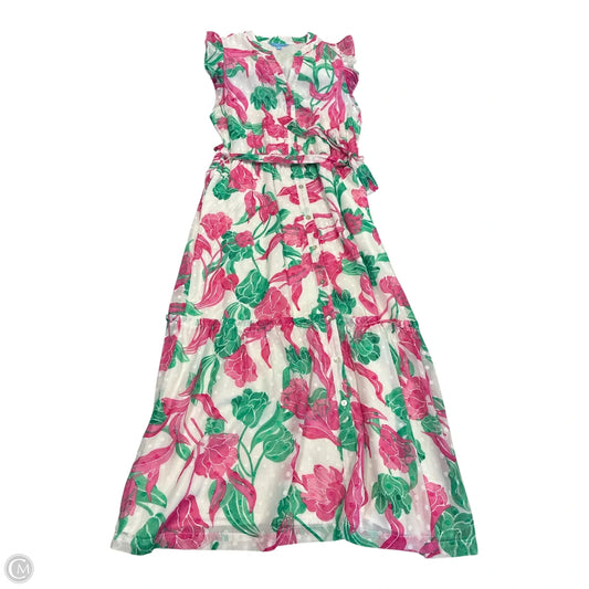 Dress Casual Maxi By Draper James In Green & Pink, Size: L