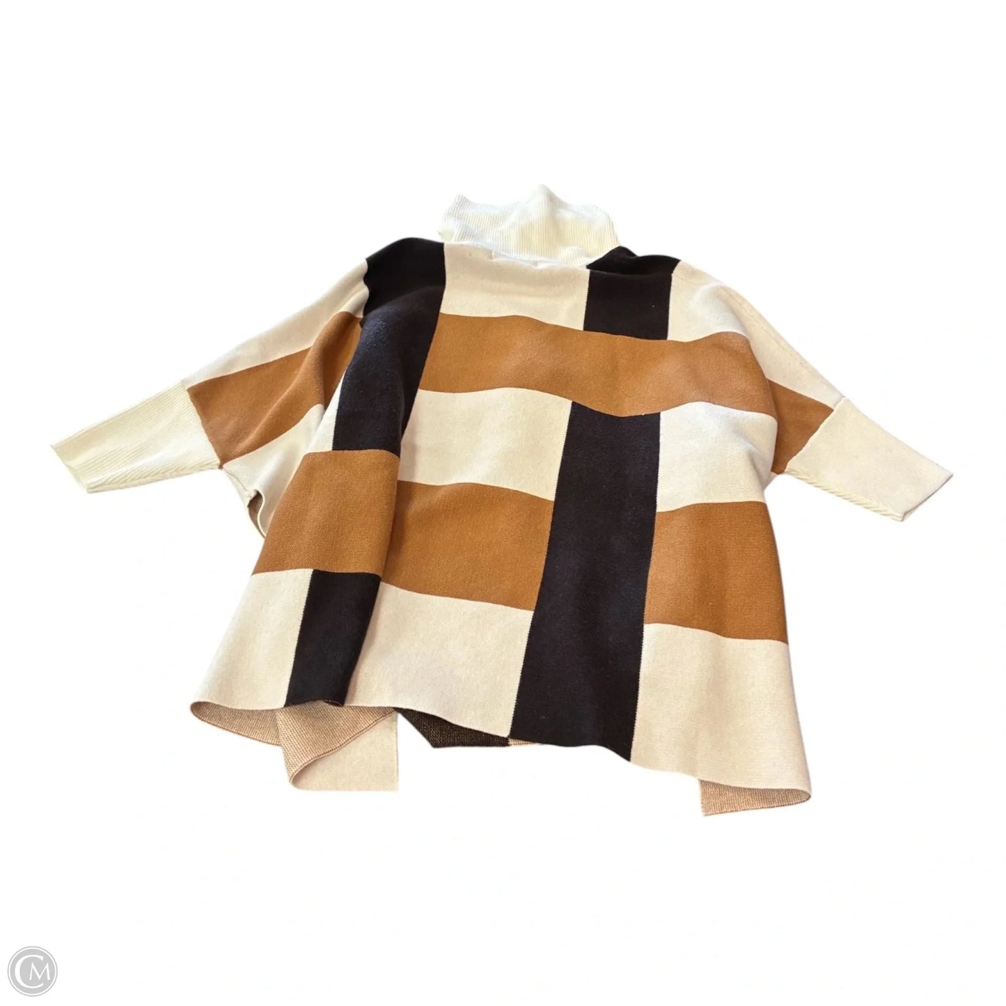 Sweater Short Sleeve By Anthropologie In Brown & Cream, Size: Onesize