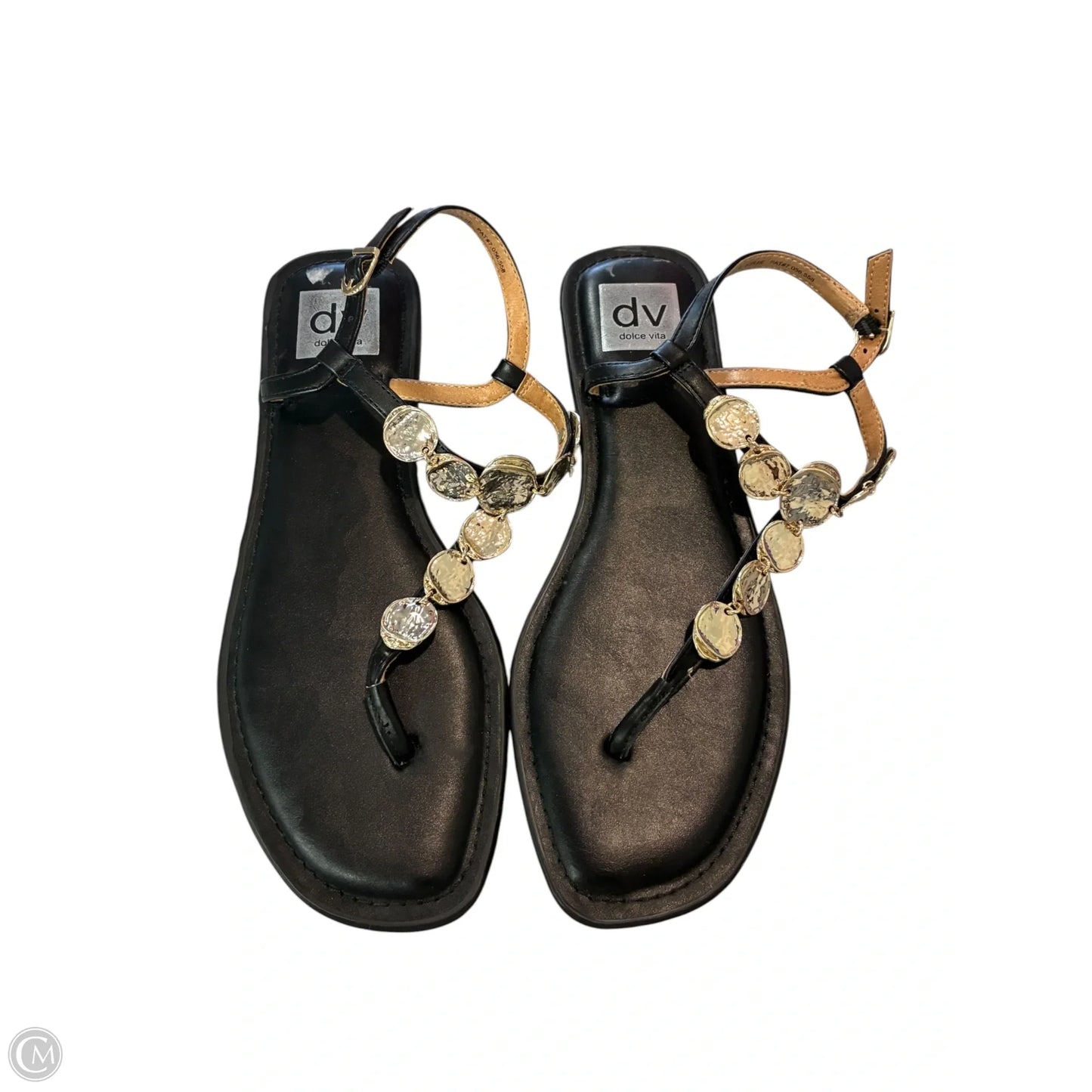 Sandals Flats By Dolce Vita In Black & Gold, Size: 8