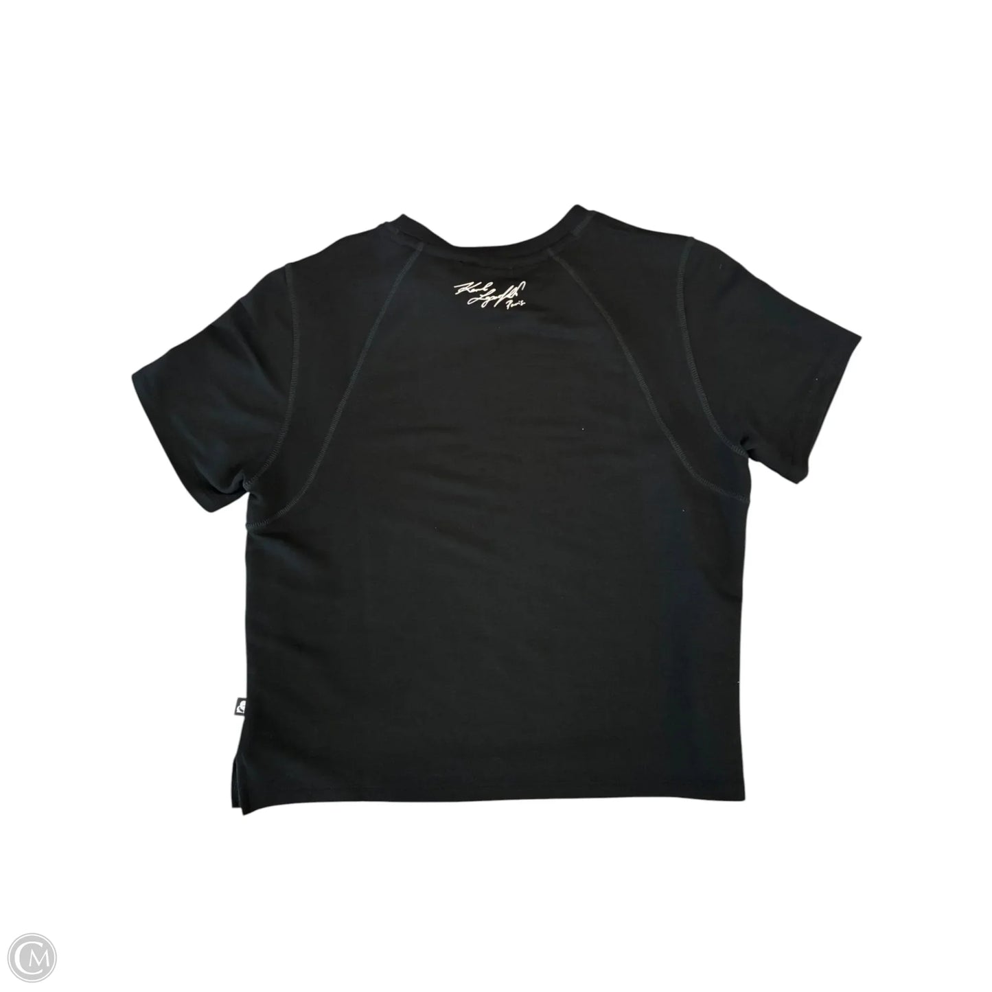 Top Short Sleeve Designer By Karl Lagerfeld In Black, Size: S