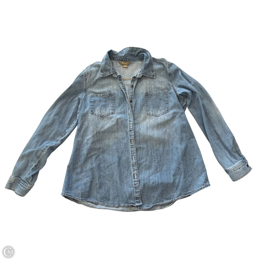 Top Long Sleeve By Natural Reflections In Blue Denim, Size: Xl