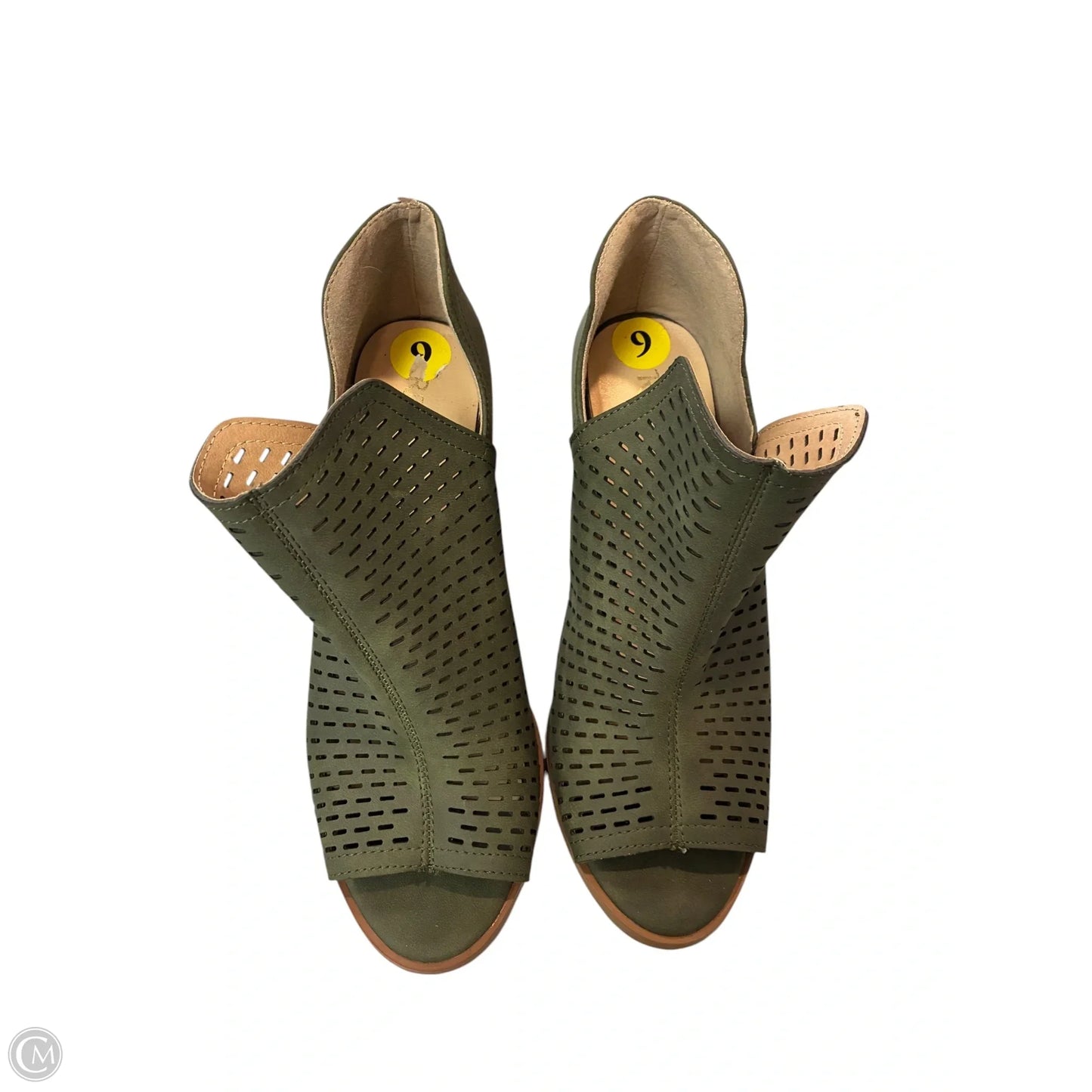 Sandals Heels Block By Restricted In Green, Size: 9