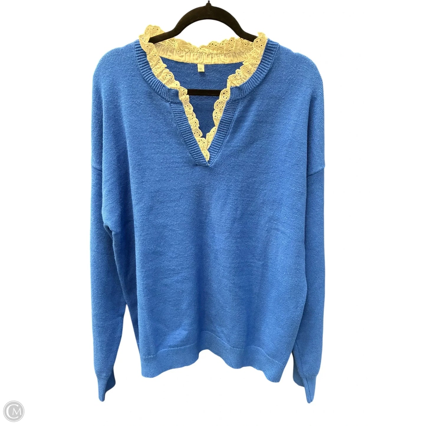 Sweater By Cmf In Blue & White, Size: Xl