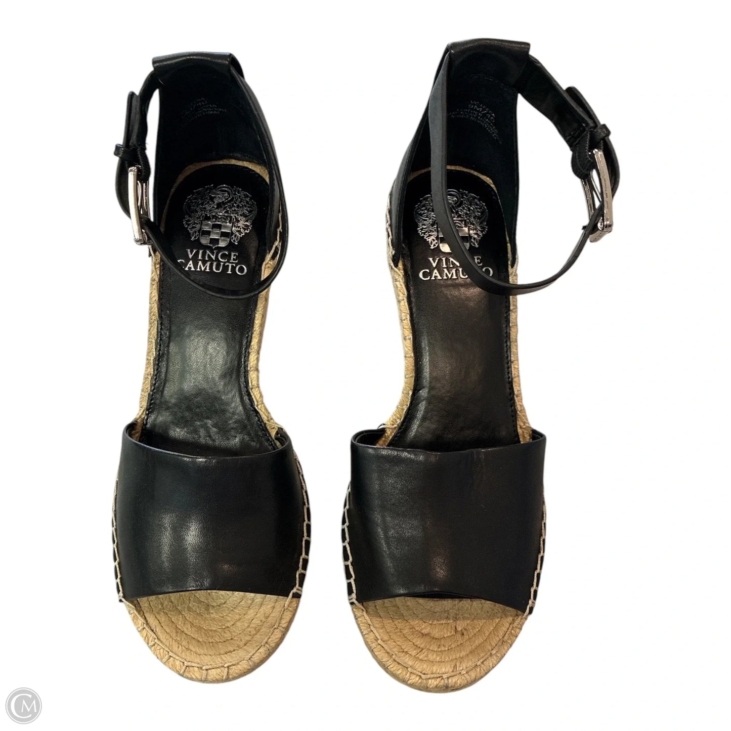 Sandals Heels Wedge By Vince Camuto In Black & Tan, Size: 9