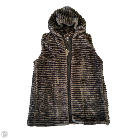 Vest Faux Fur & Sherpa By Tahari In Black & Brown, Size: Xl