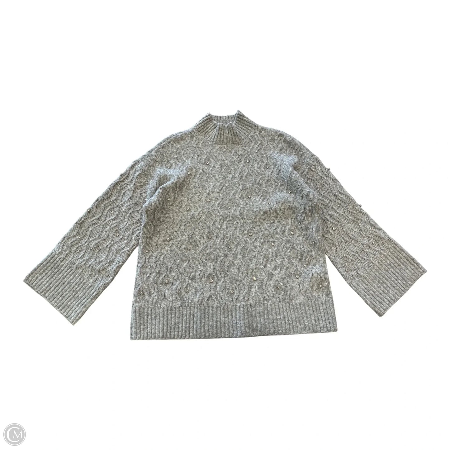 Sweater By Chicos In Grey & Silver, Size: M