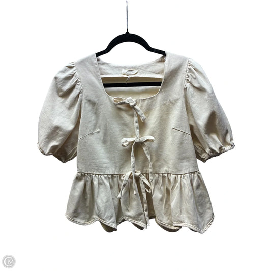 Blouse Short Sleeve By Entro In Beige, Size: M