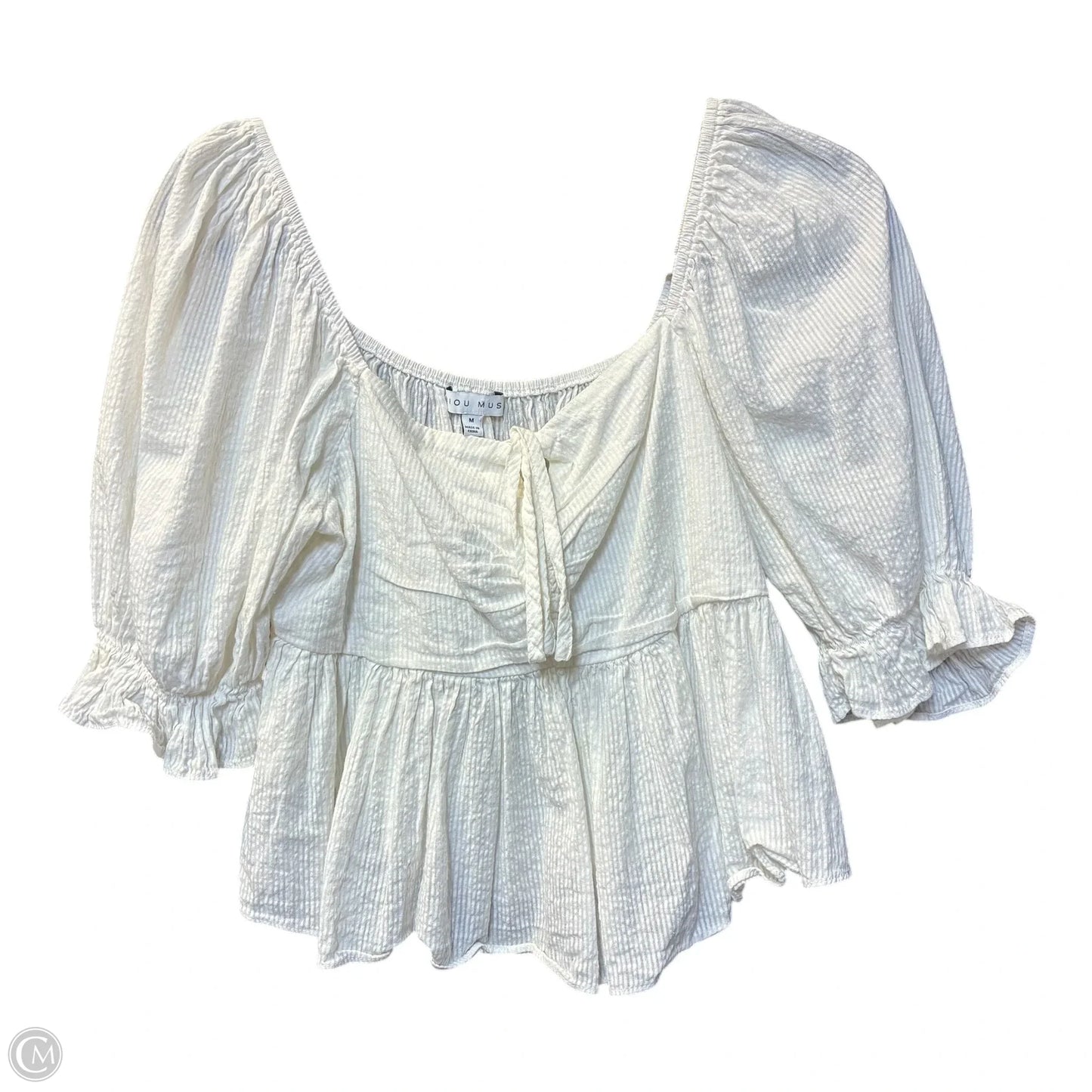 Top Short Sleeve By Miou Muse In Cream, Size: M