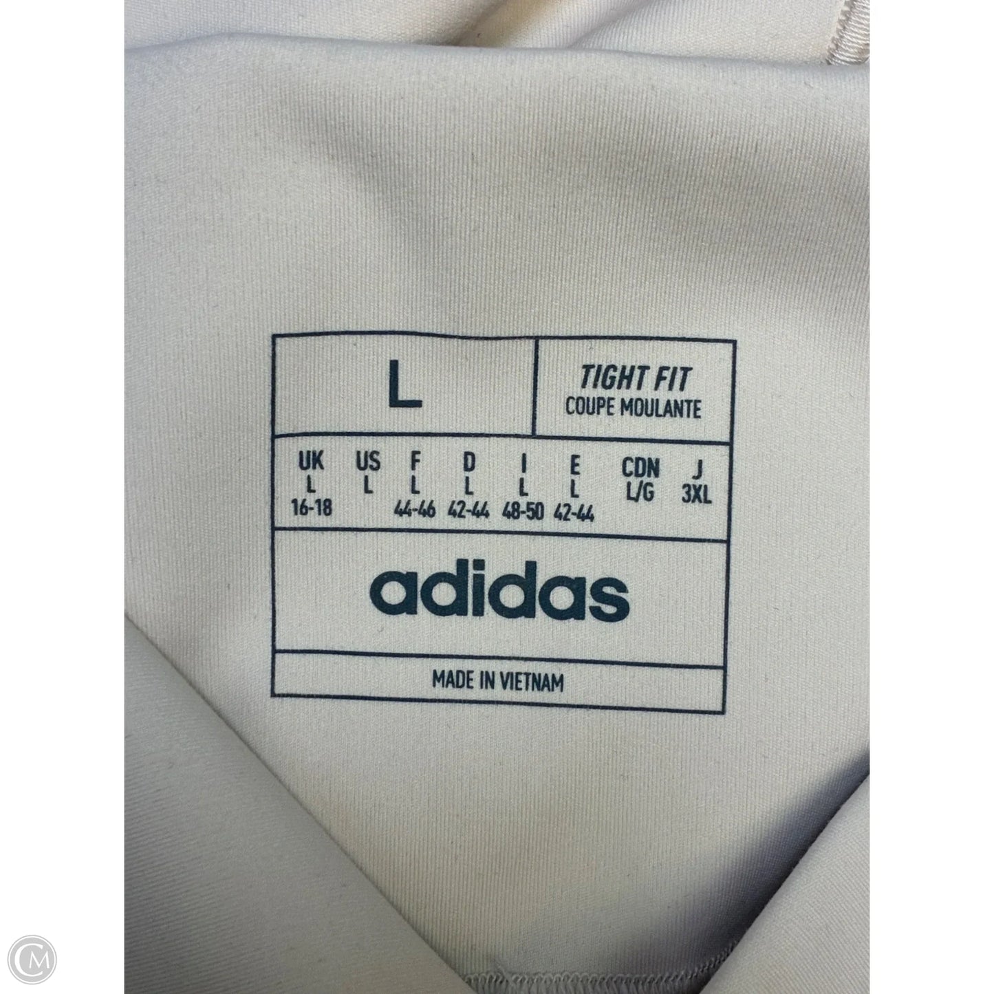 Athletic Leggings By Adidas In Beige, Size: L