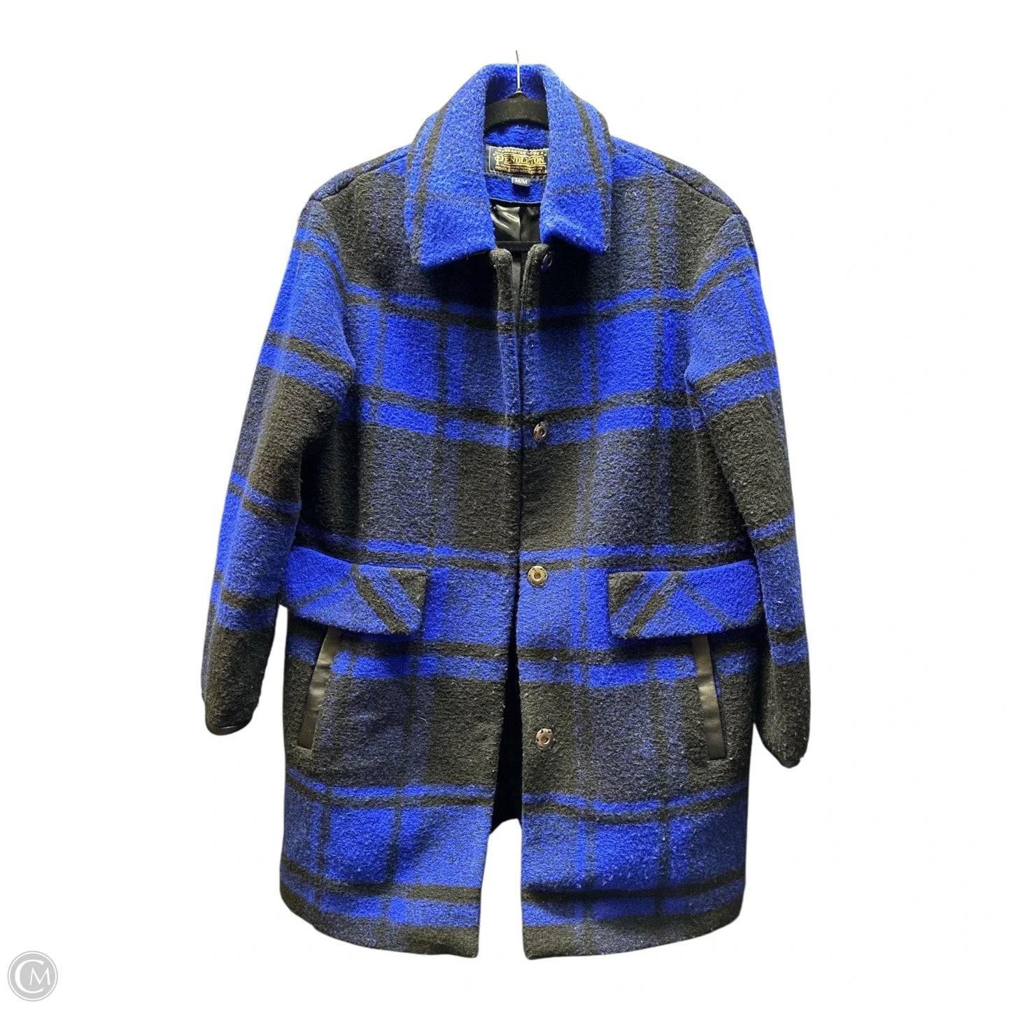 Coat Wool By Pendleton In Black & Blue, Size: M