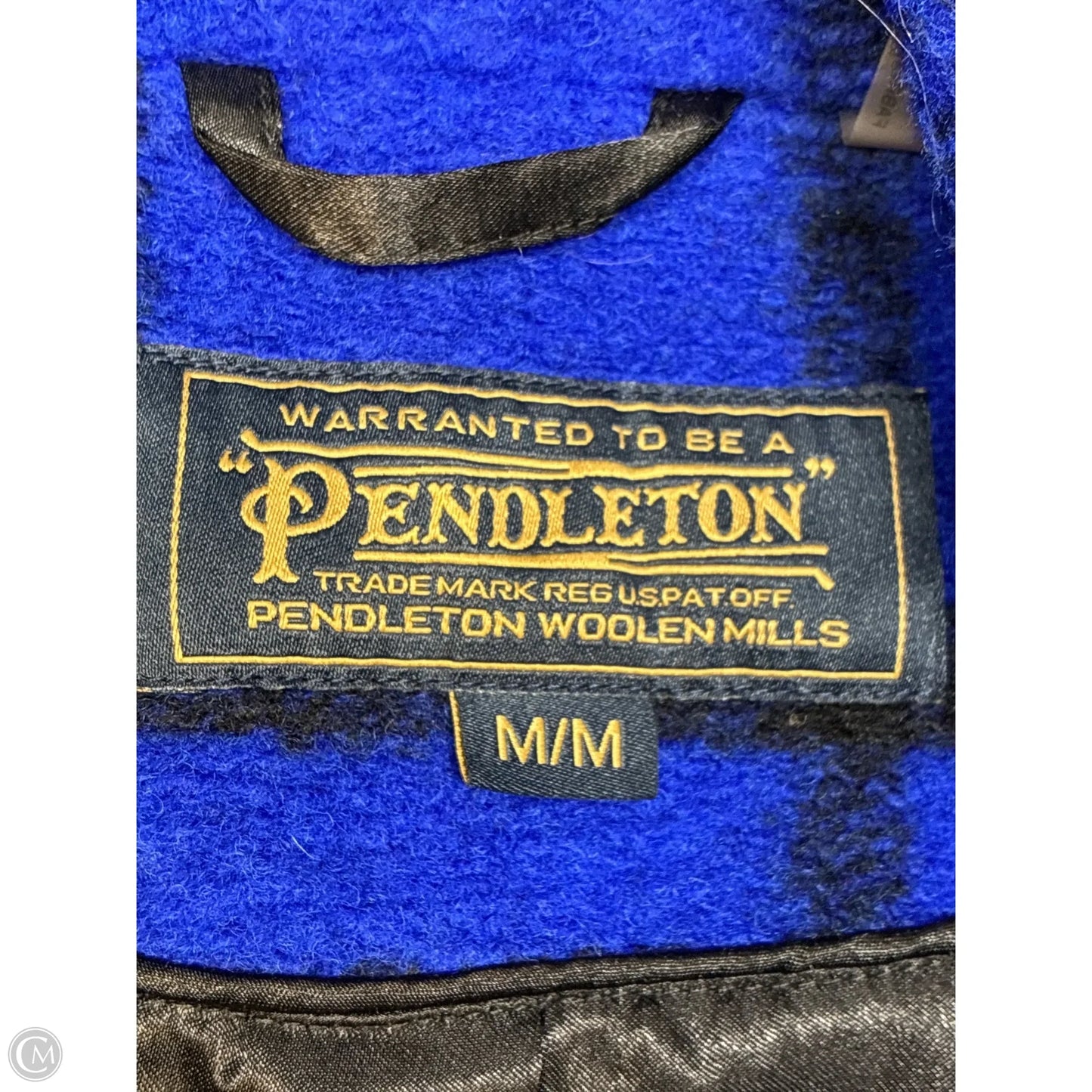 Coat Wool By Pendleton In Black & Blue, Size: M