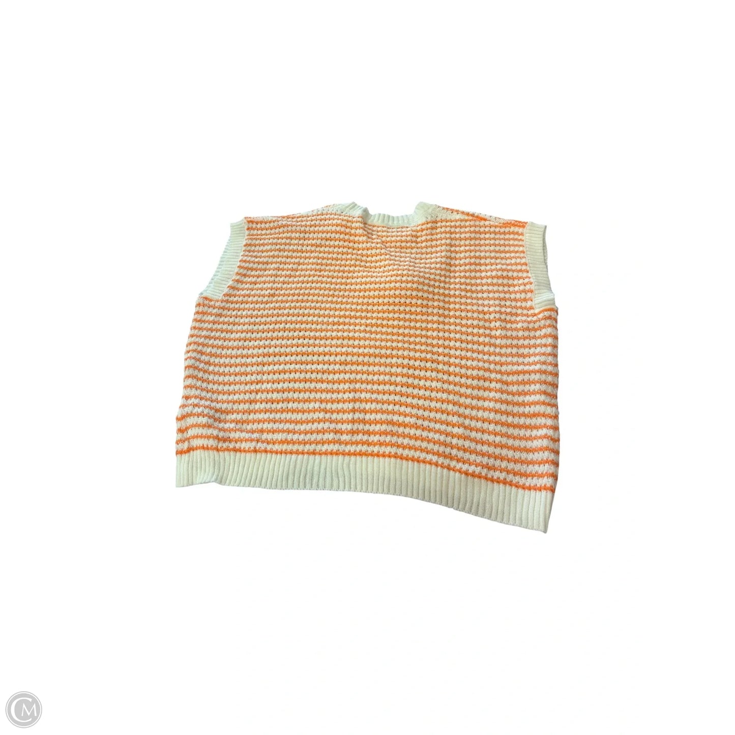Sweater Short Sleeve By Cmf In Cream & Orange, Size: M