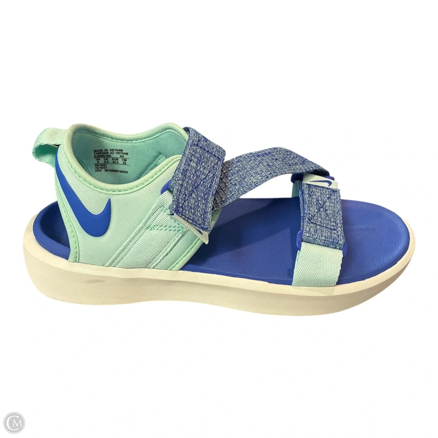 Sandals Flats By Nike In Blue & Green, Size: 9