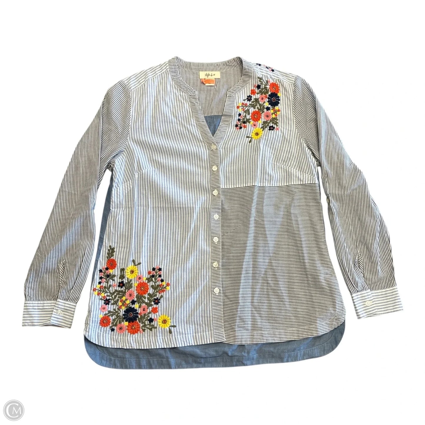 Top Long Sleeve By Style And Company In Floral Print, Size: M