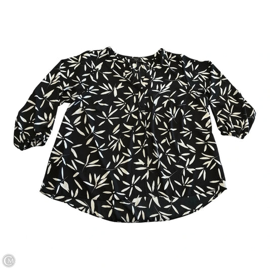 Blouse Long Sleeve By Tahari In Black & White, Size: 1x