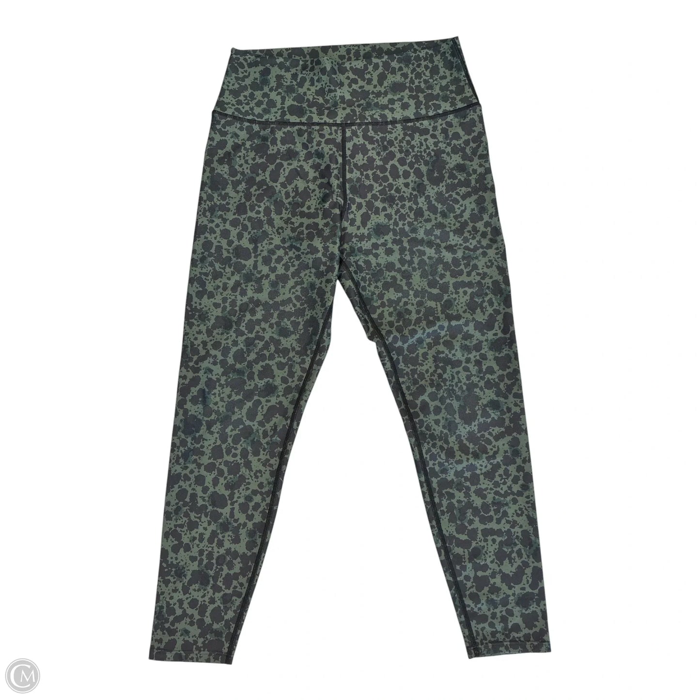 Athletic Leggings By Sage In Black & Green, Size: L