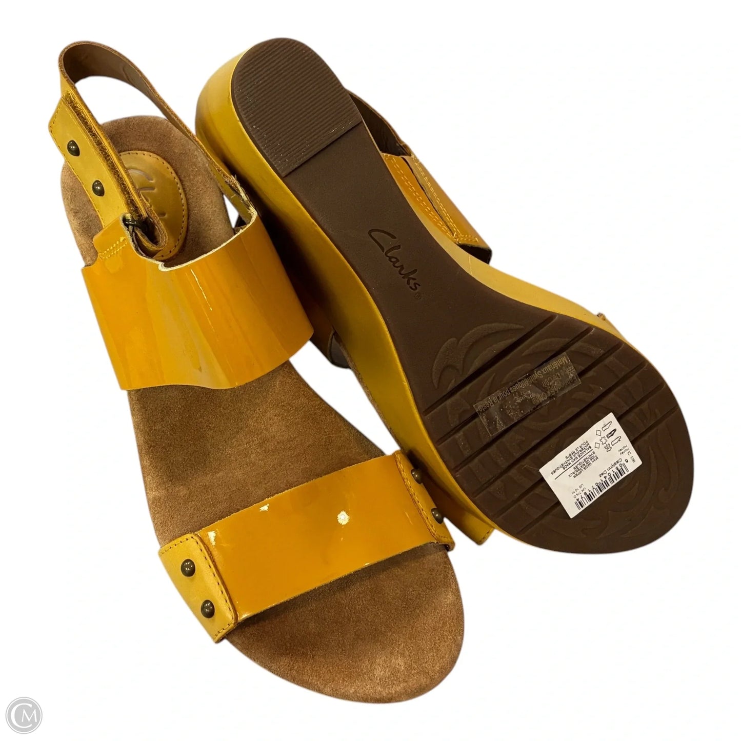 Sandals Heels Wedge By Clarks In Yellow, Size: 10