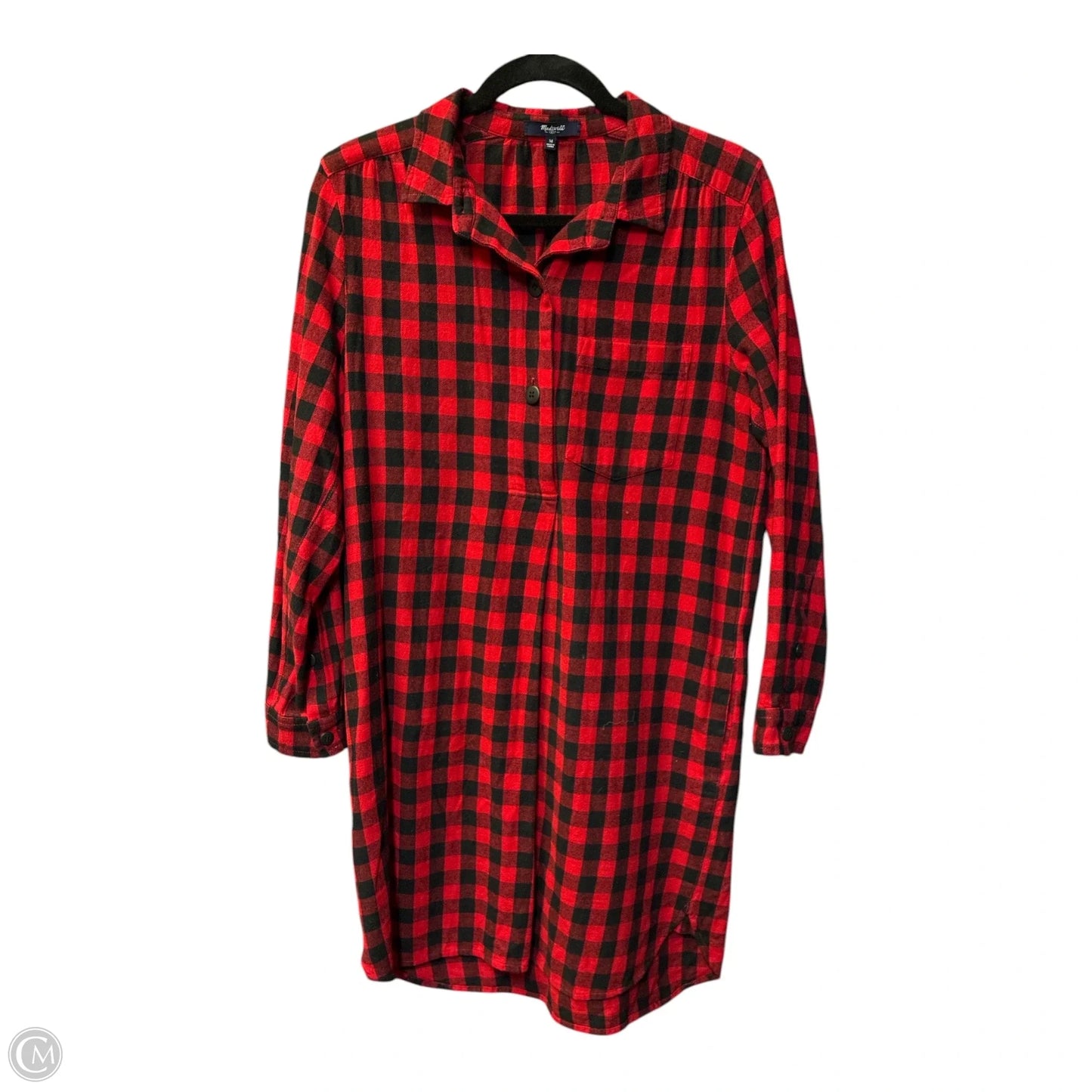 Top Long Sleeve By Madewell In Plaid Pattern, Size: M