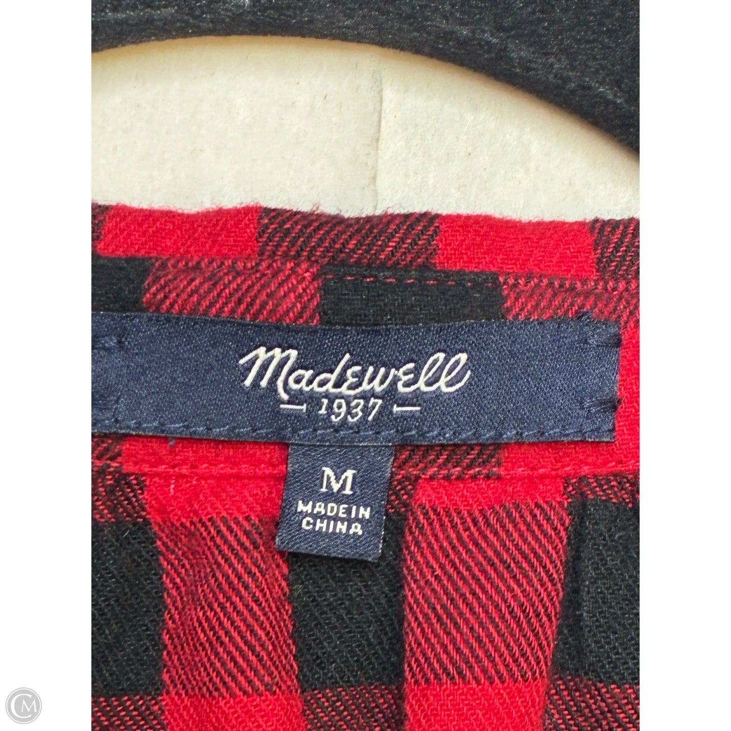 Top Long Sleeve By Madewell In Plaid Pattern, Size: M