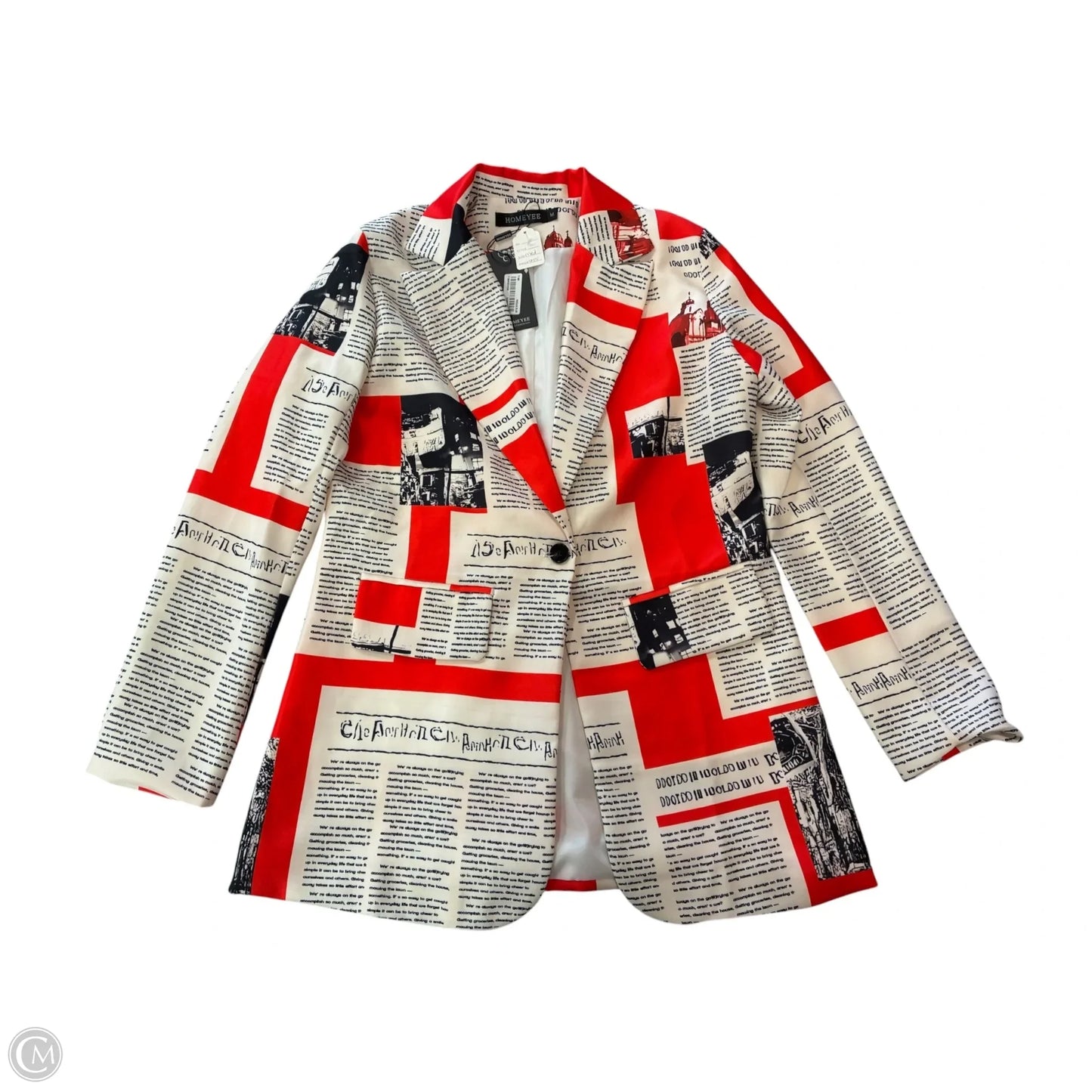 Blazer By Clothes Mentor In Cream & Red, Size: M