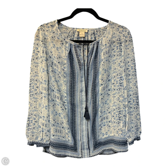 Top Long Sleeve By Lucky Brand In Blue & White, Size: S