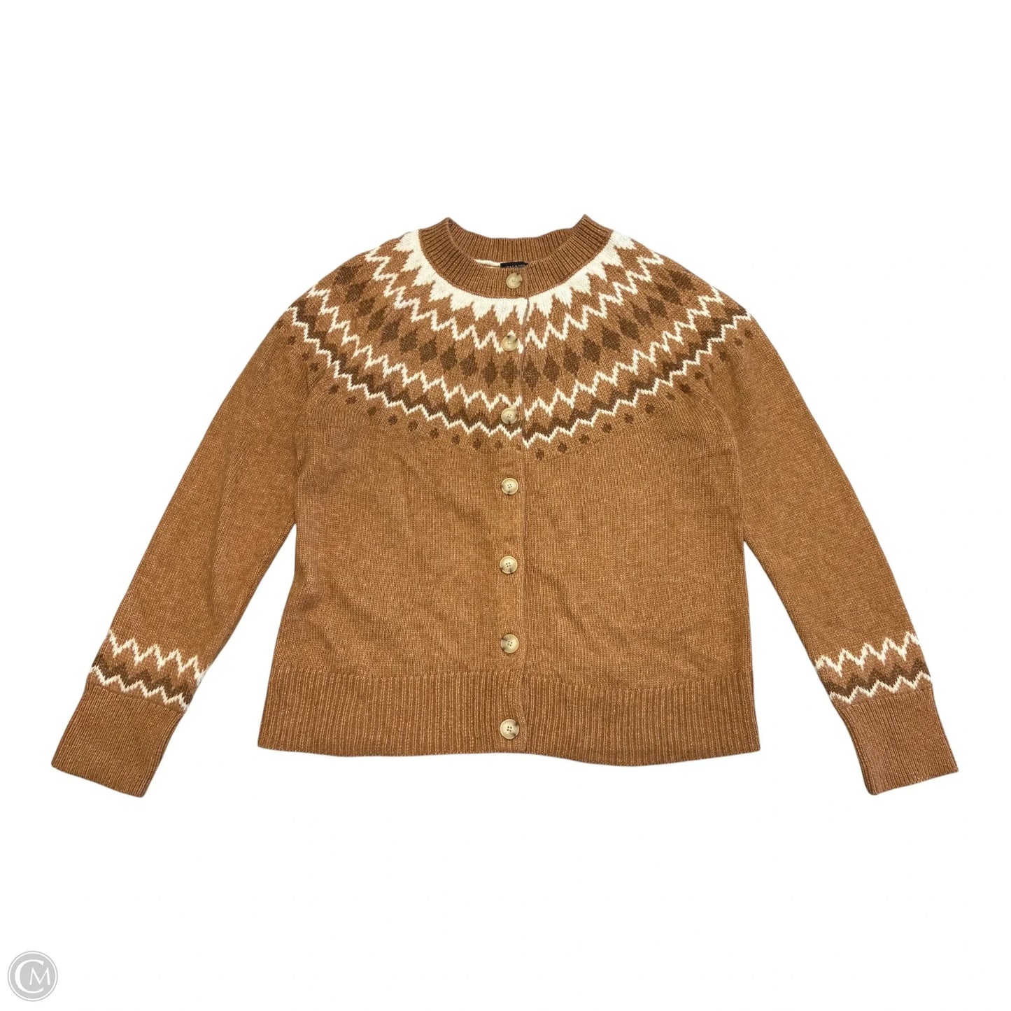 Sweater Cardigan By Talbots In Tan, Size: L